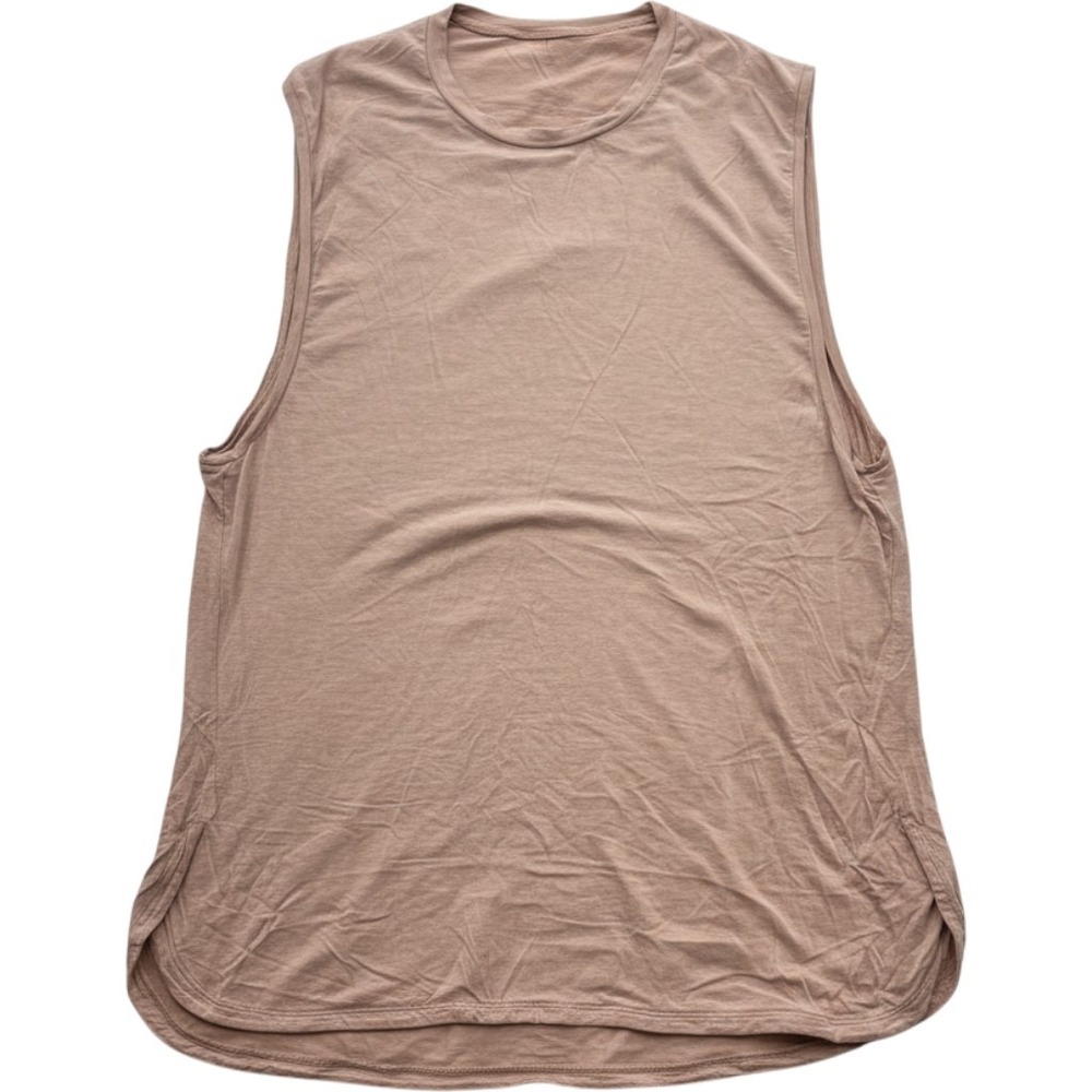 Lululemon Sleeveless Muscle Tank Top Heathered Pink Relaxed Fit Split Hem